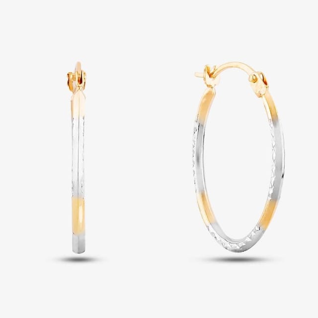 T.H.Baker T.H.Baker Women's 9ct Two Colour Gold Oval Hoop Earrings 2.53.9119 - 2