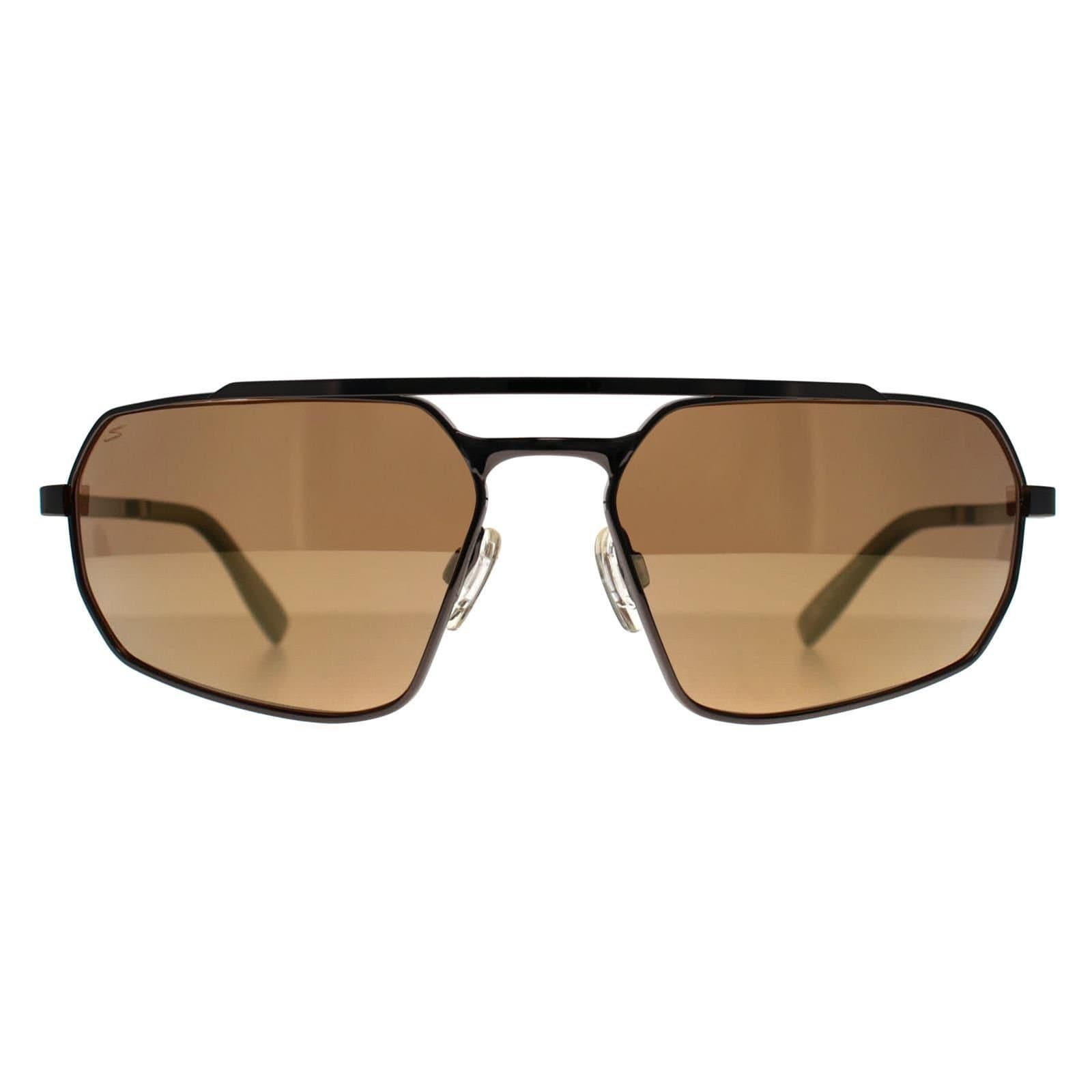 Serengeti Serengeti Men's Rectangle Shiny Gunmetal Saturn Polarized Drivers Gold Photochromic Hinkley in Grey