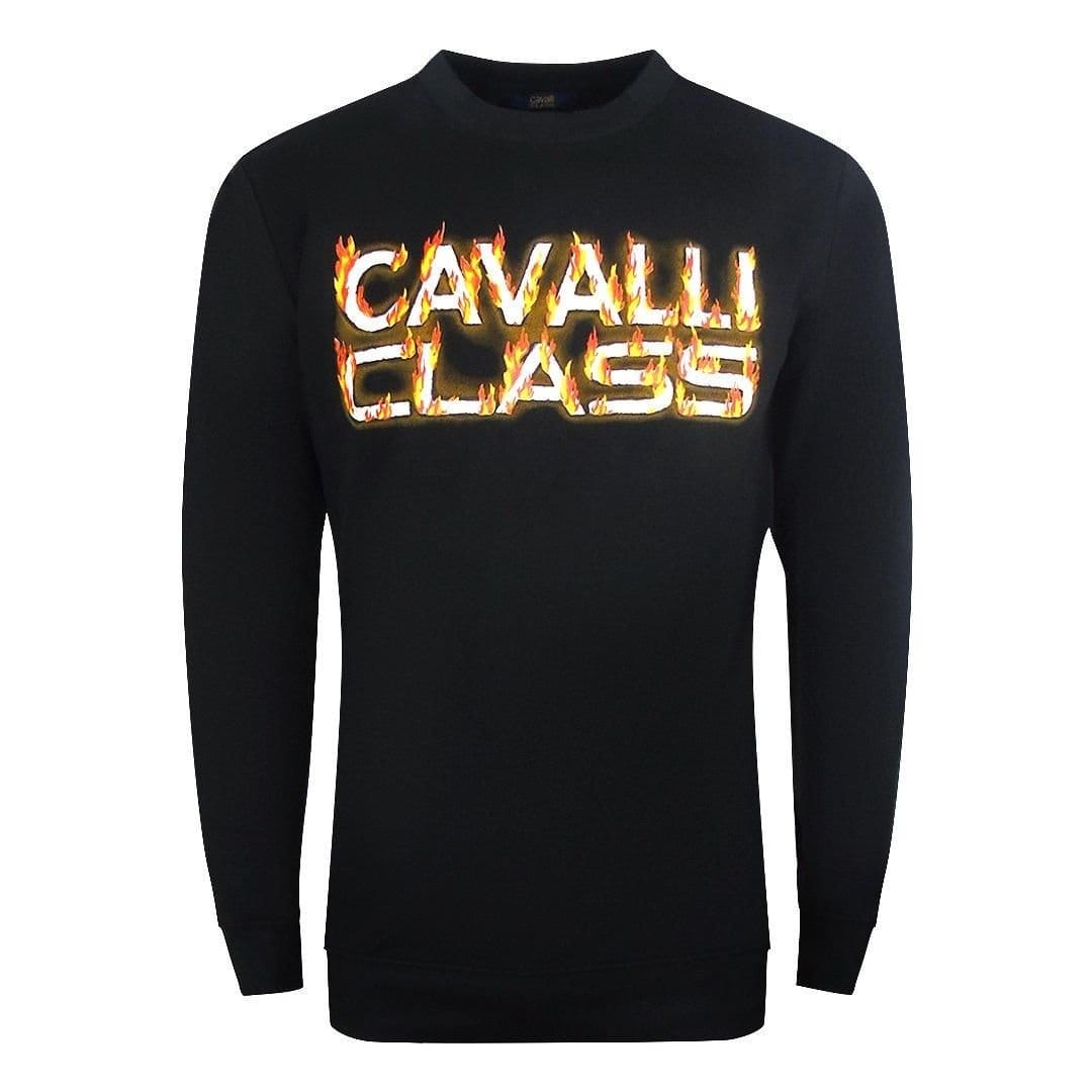 Cavalli Class Cavalli Class Men's Fire Logo Design Black Sweatshirt - 1