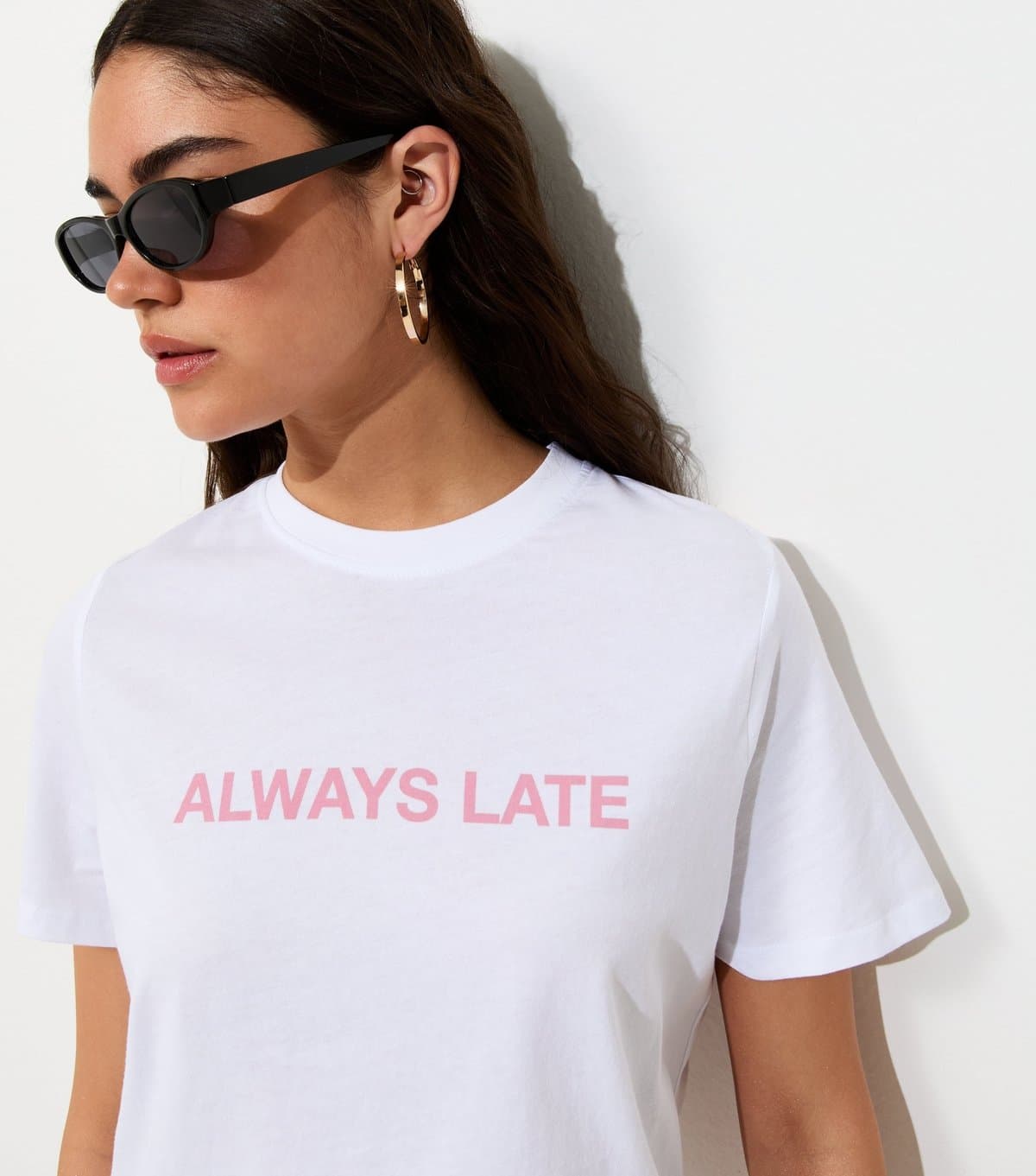 New Look Women's White Cotton Always Late Relaxed T-Shirt New Look