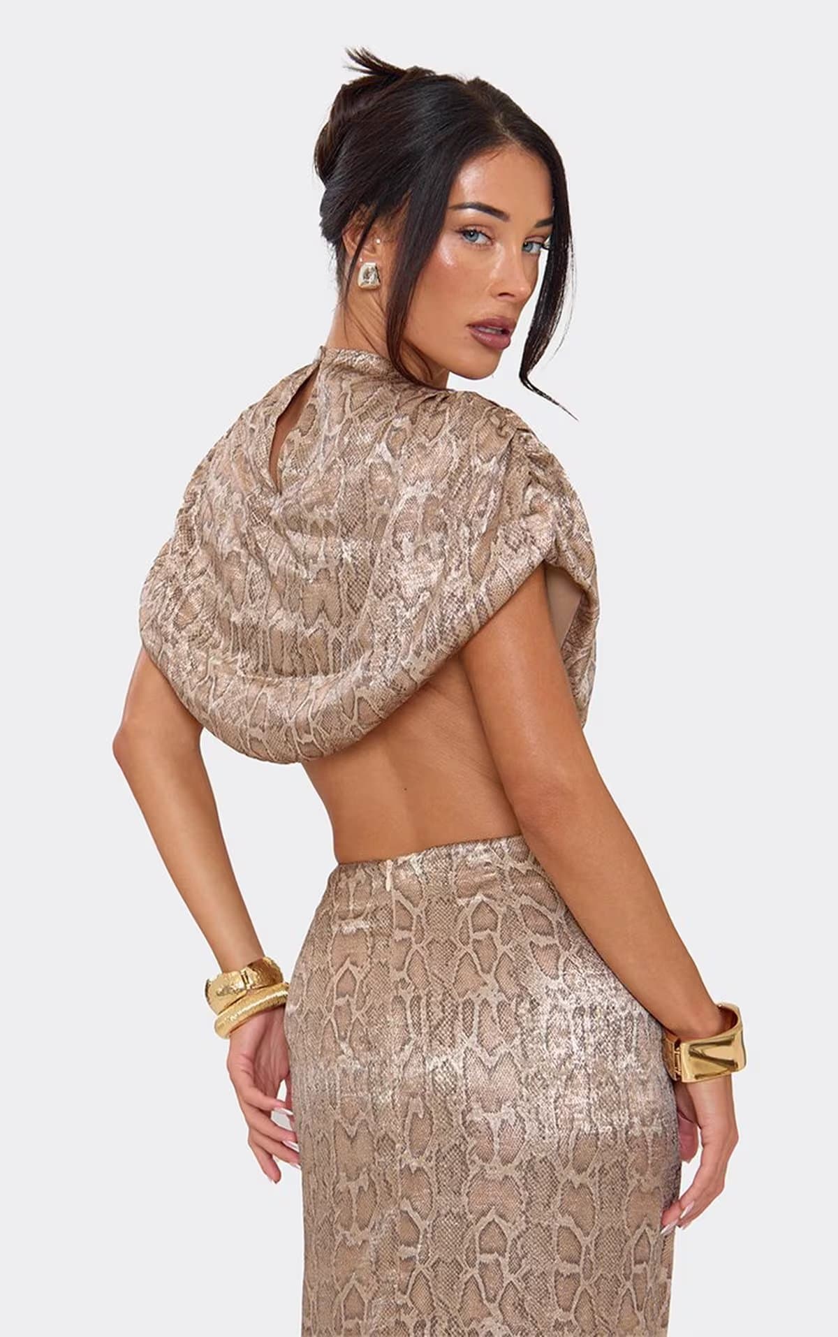 EGO Cape Top In Gold Snake Print, Women's Size UK 6