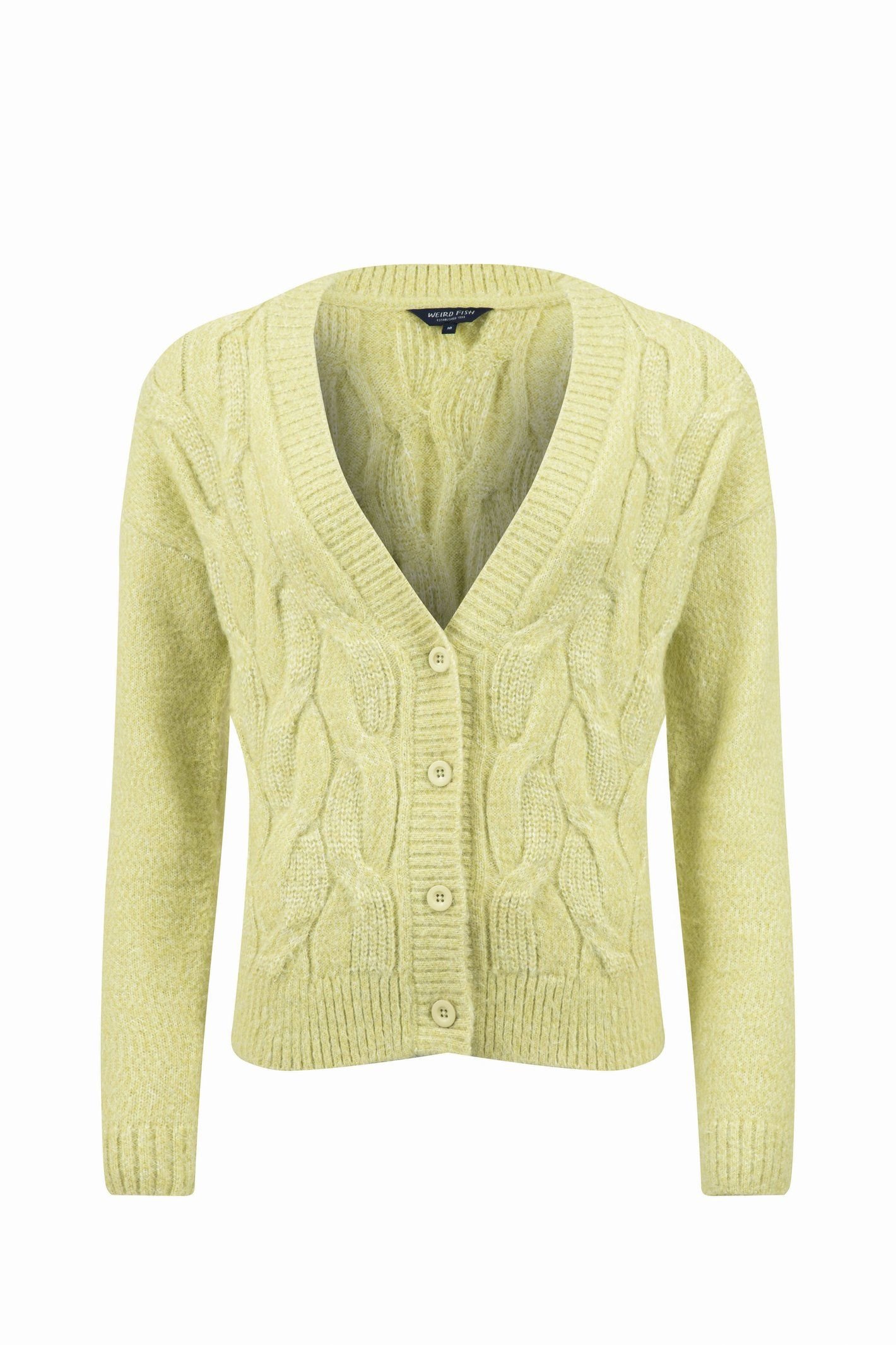 Weird Fish Weird Fish Women's Rhona Super Soft Cable Knit Cardigan in Light Green - 2