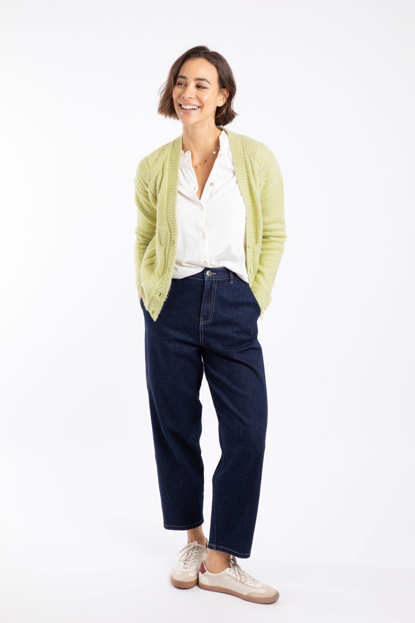 Weird Fish Weird Fish Women's Rhona Super Soft Cable Knit Cardigan in Light Green - 4