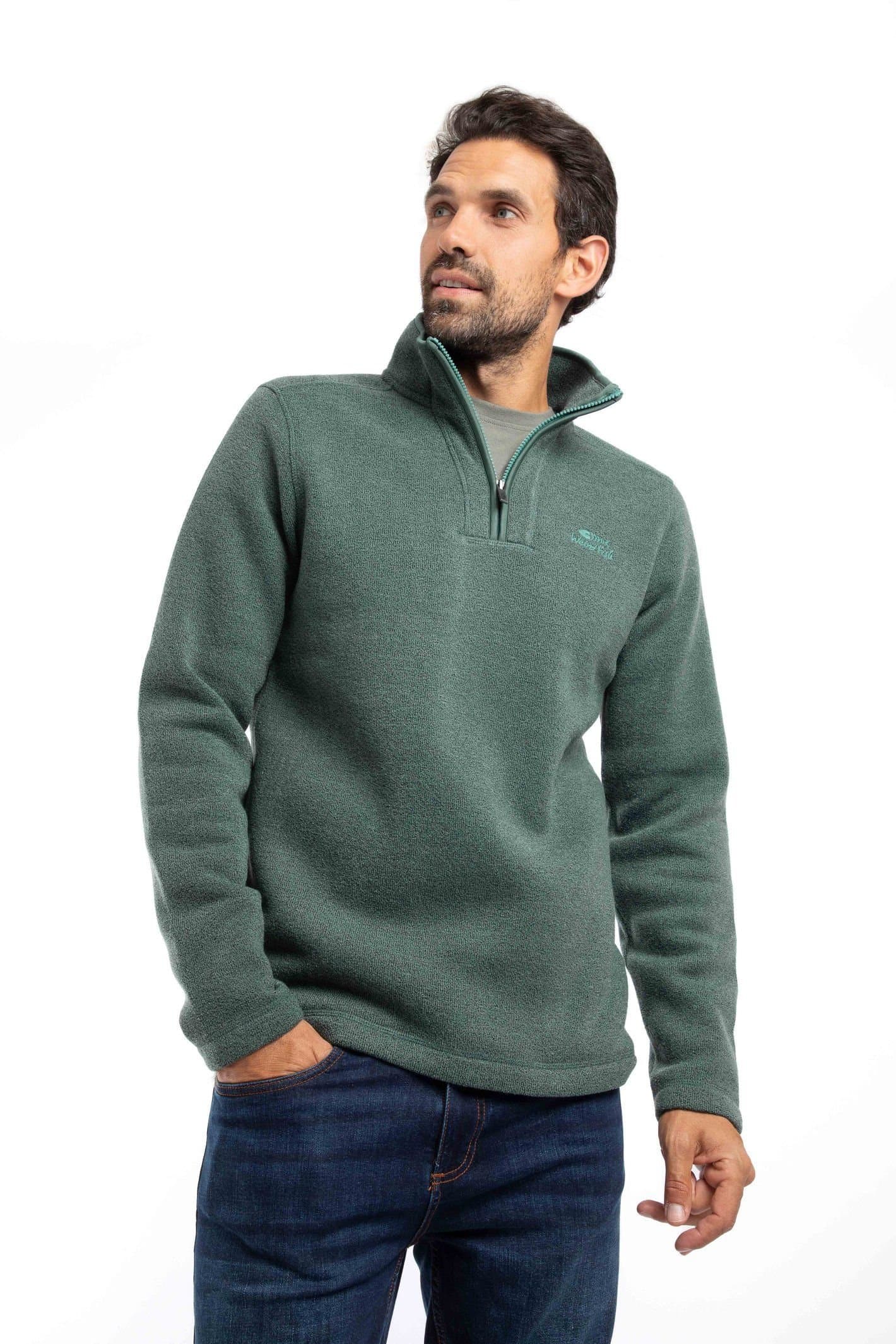 Weird Fish Weird Fish Men's Stowe 1/4 Zip Soft Knit Fleece in Dark Green