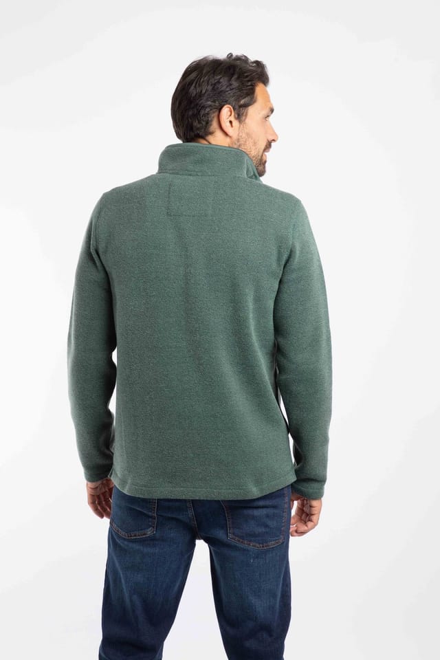 Weird Fish Weird Fish Men's Stowe 1/4 Zip Soft Knit Fleece in Dark Green - 3