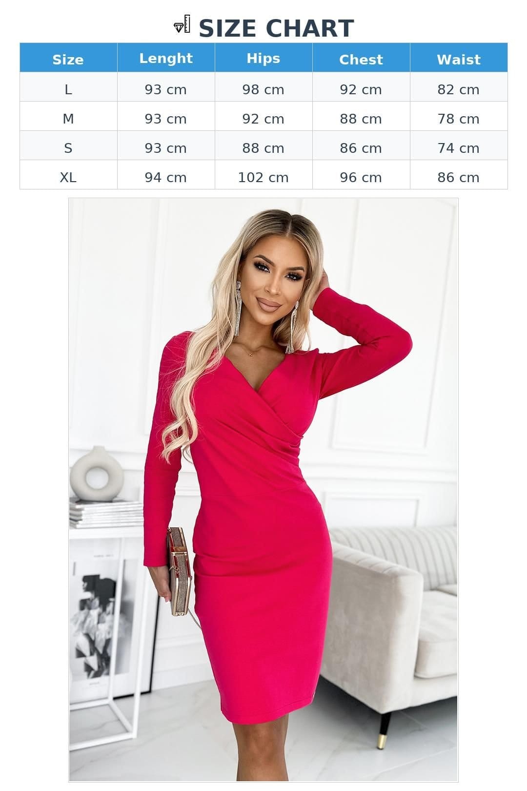 Love Lace Love Lace Women's Fuchsia Envelope Neck Long Sleeve Cotton Dress in Pink - 4