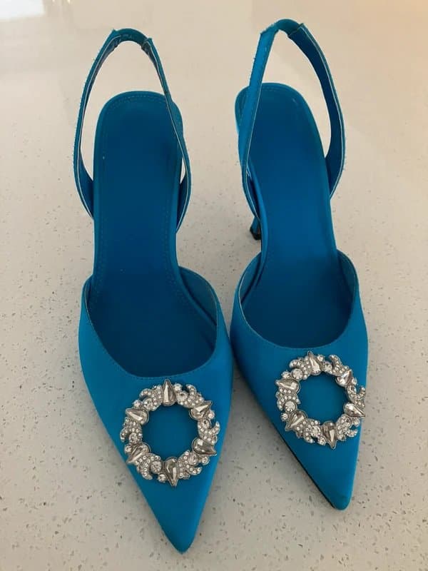 ASOS ASOS design blue sling back embellished shoes