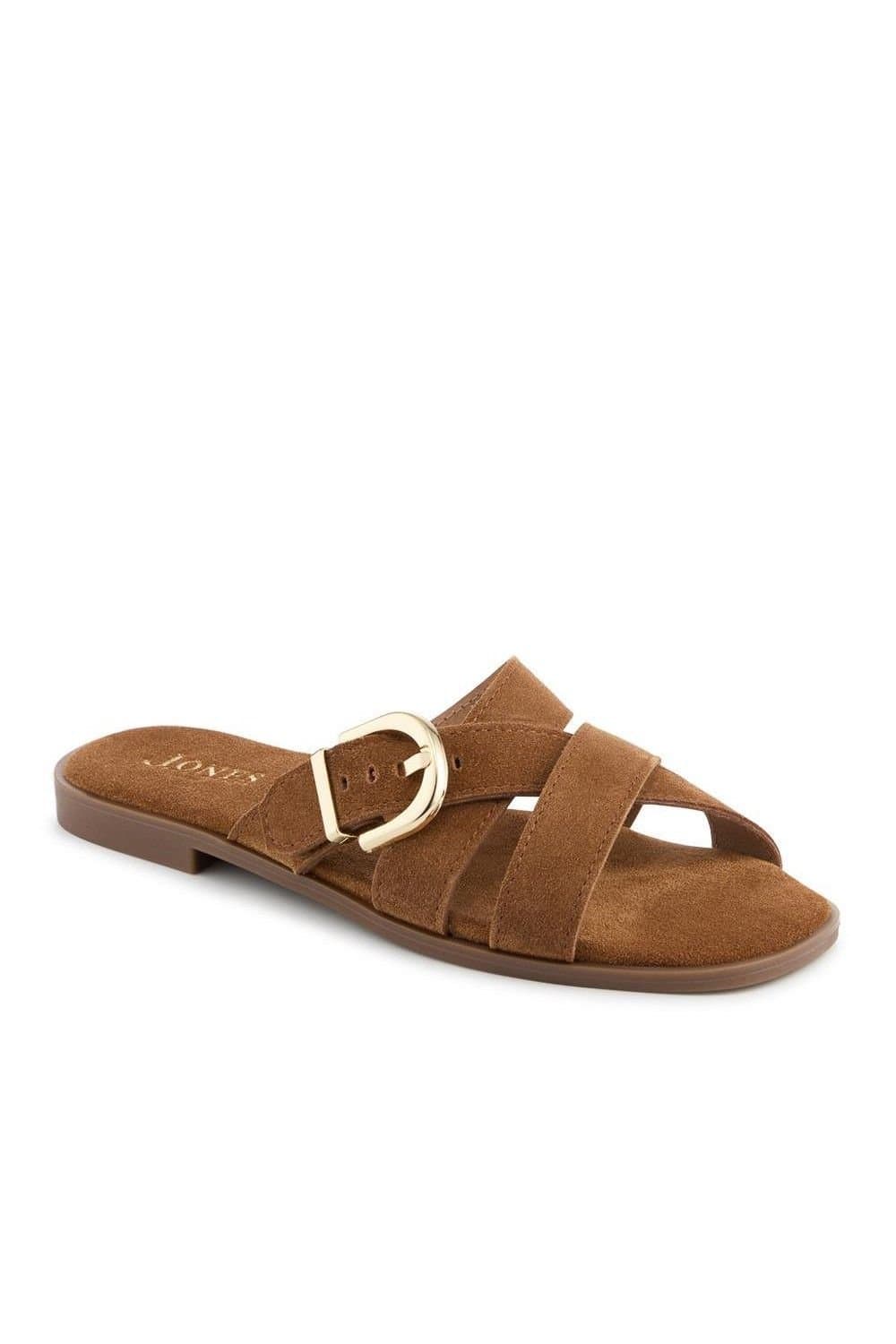 Jones Bootmaker Jones Bootmaker Women's Hylda Smart Suede Leather Mules in Tan