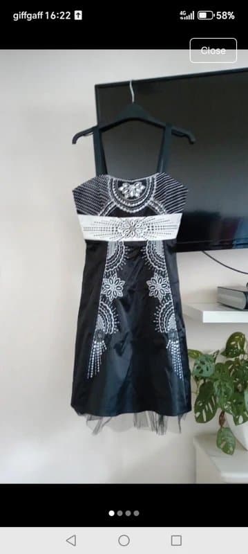 Vintage Dressing Ladies size 12 black embellished net underneath dress