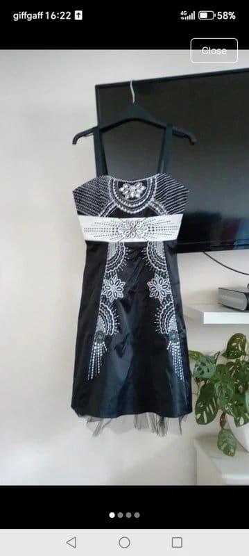Vintage Dressing Ladies size 12 black embellished net underneath dress - 1