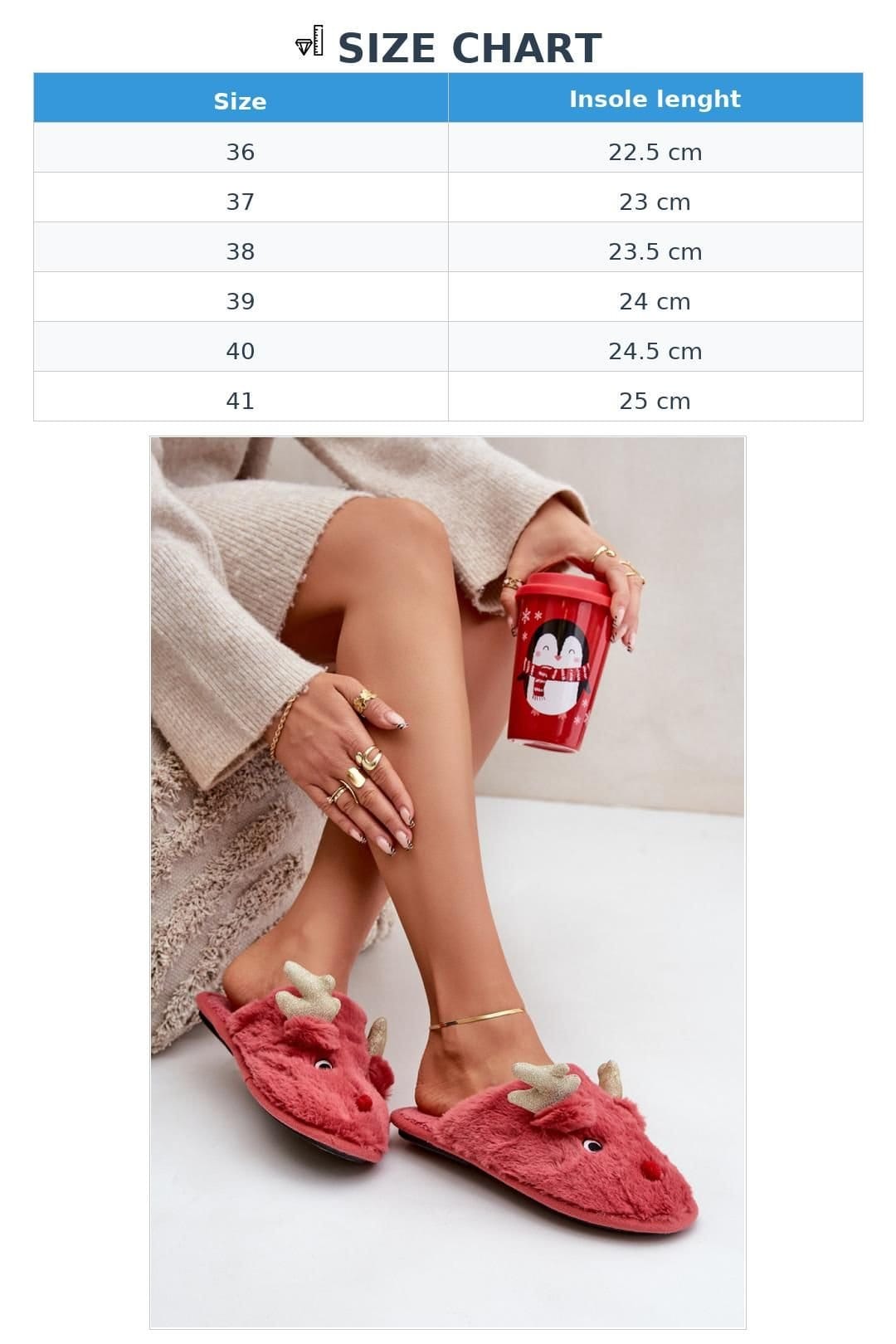 Love Lace Love Lace Women's Charming Fur Reindeer Motif Slippers for Cozy Winter Evenings in Red - 4