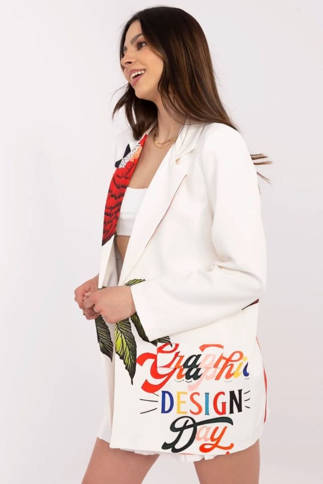 Love Lace Love Lace Women's Casual Printed Viscose Polyester Blazer in White - 2