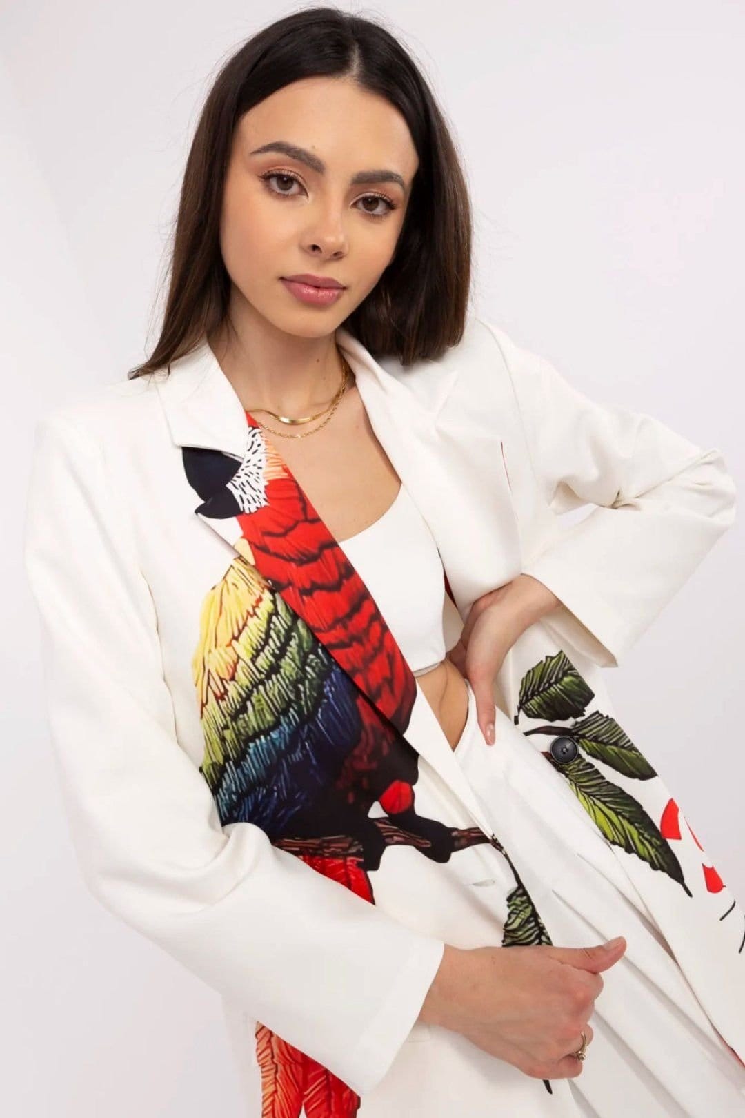 Love Lace Love Lace Women's Casual Printed Viscose Polyester Blazer in White - 4