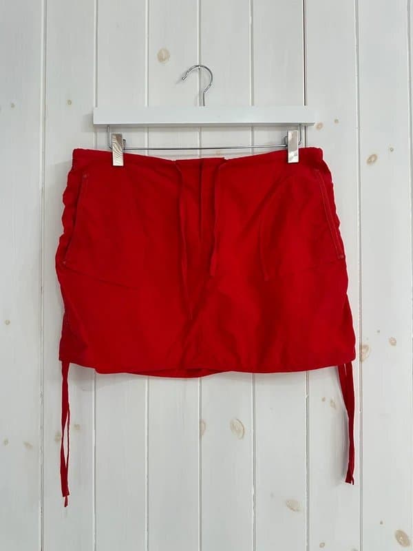Miss Selfridge Miss Selfridge red cargo mini ruched skirt