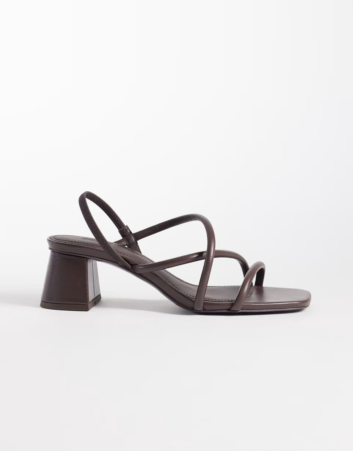 ASOS & Other Stories pure leather heeled strappy twist open toe sandals in dark brown - 1