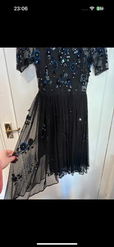 ASOS Embellished sheer black midi dress