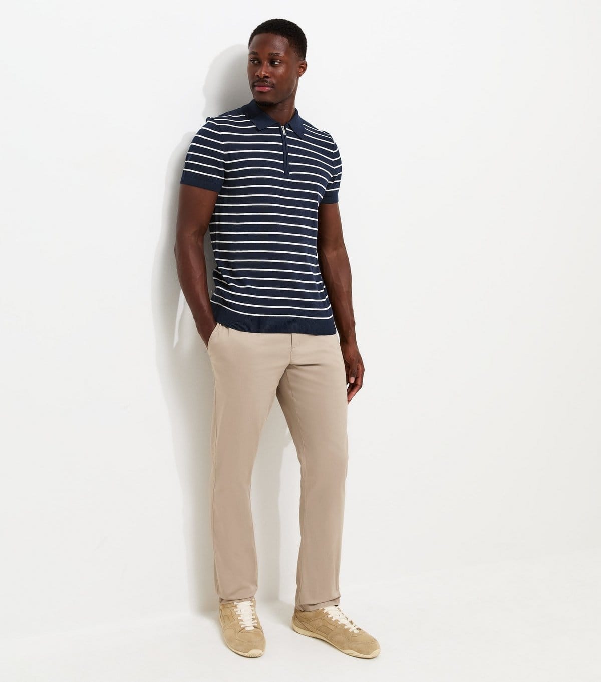 New Look Men's Stone Cotton Rich Slim Fit Chino Trousers