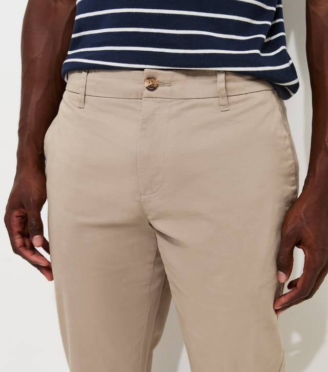 New Look Men's Stone Cotton Rich Slim Fit Chino Trousers New Look - 3