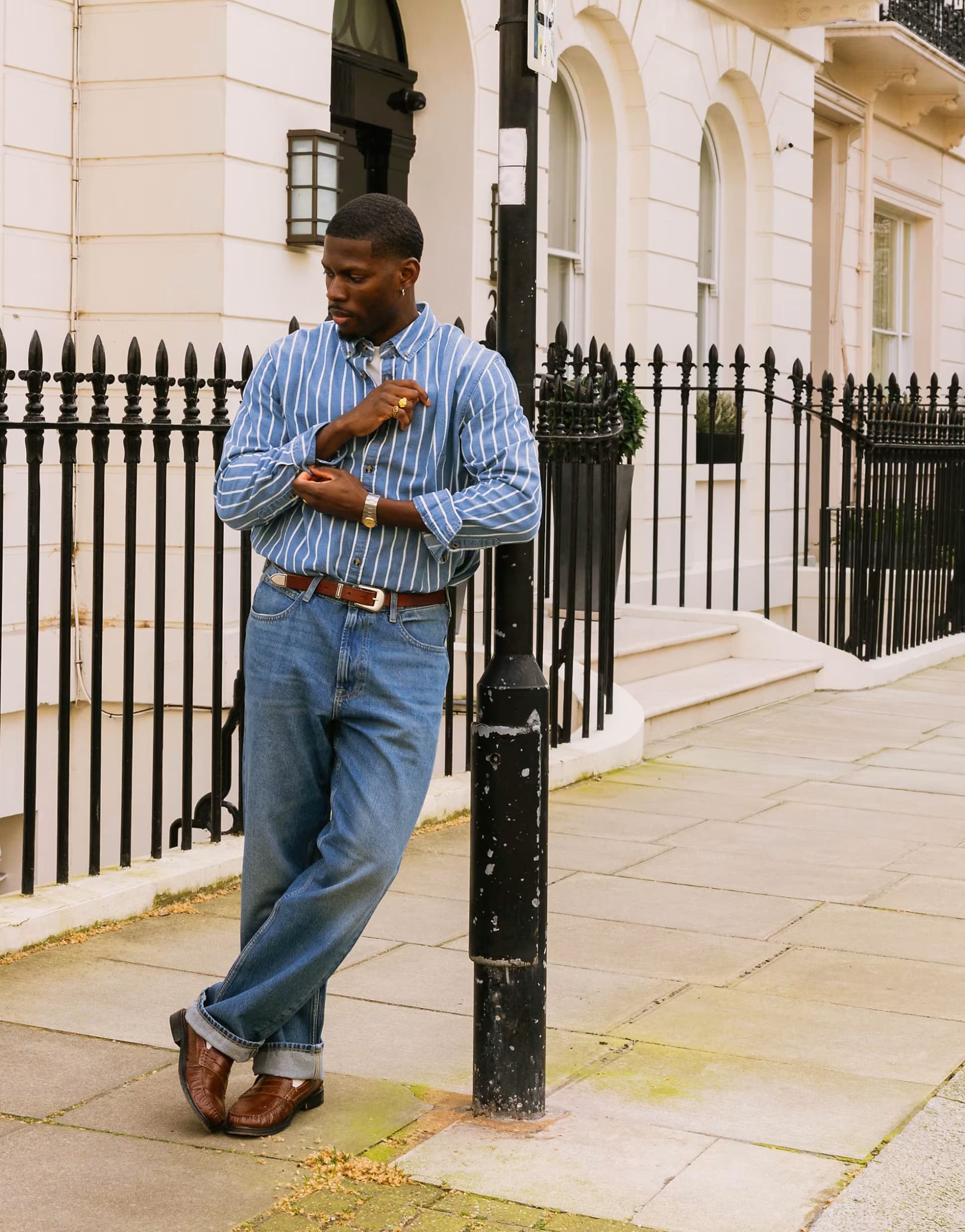 ASOS Lee workwear denim overshirt in pinstripe blue