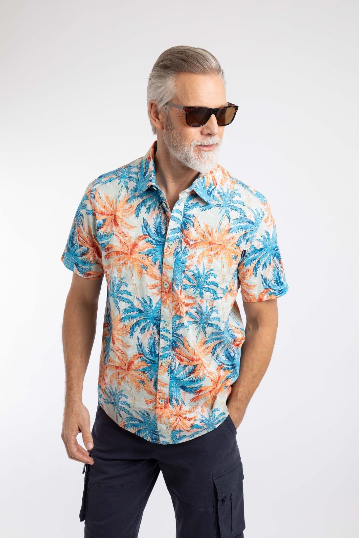 Weird Fish Weird Fish Men's Faraway Short Sleeve Printed Shirt in Orange