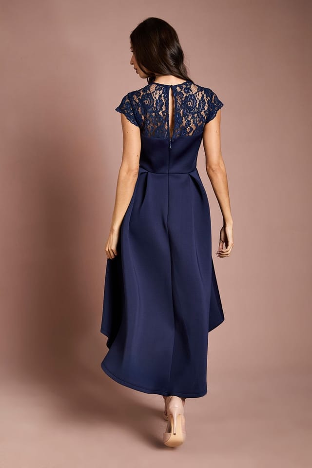Coast Coast Women's Lace Top Scuba Skirt Occasion Dress in Navy - 3