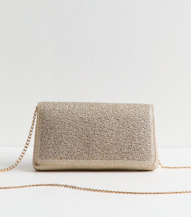 New Look Gold Diamanté Embellished Chain Shoulder Bag New Look - 2