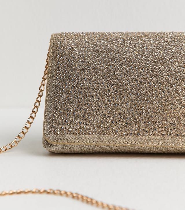 New Look Gold Diamanté Embellished Chain Shoulder Bag New Look - 3