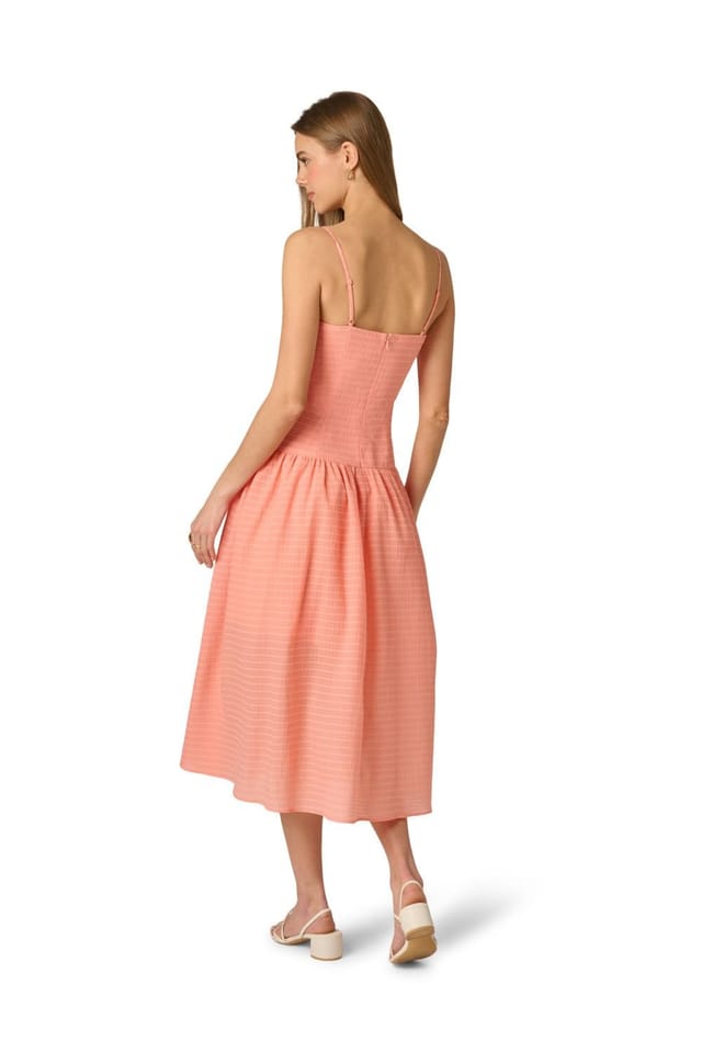 Adrianna Papell Adrianna Papell Women's Seersucker Midi Dress in Coral - 3