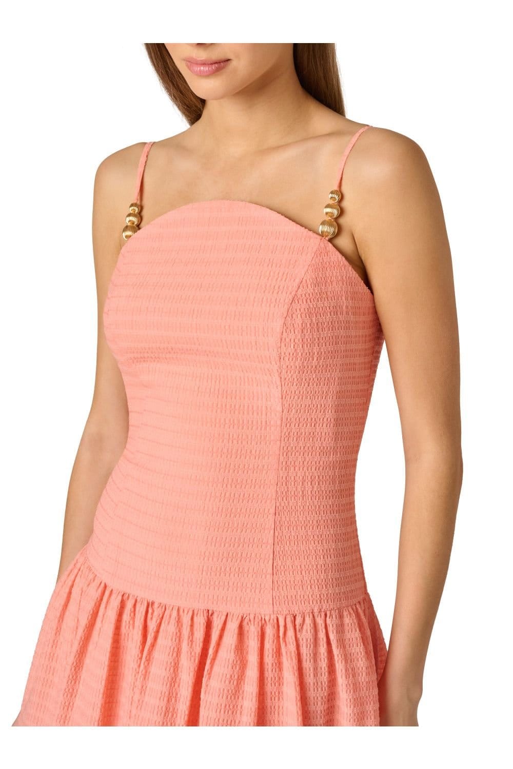 Adrianna Papell Adrianna Papell Women's Seersucker Midi Dress in Coral - 4