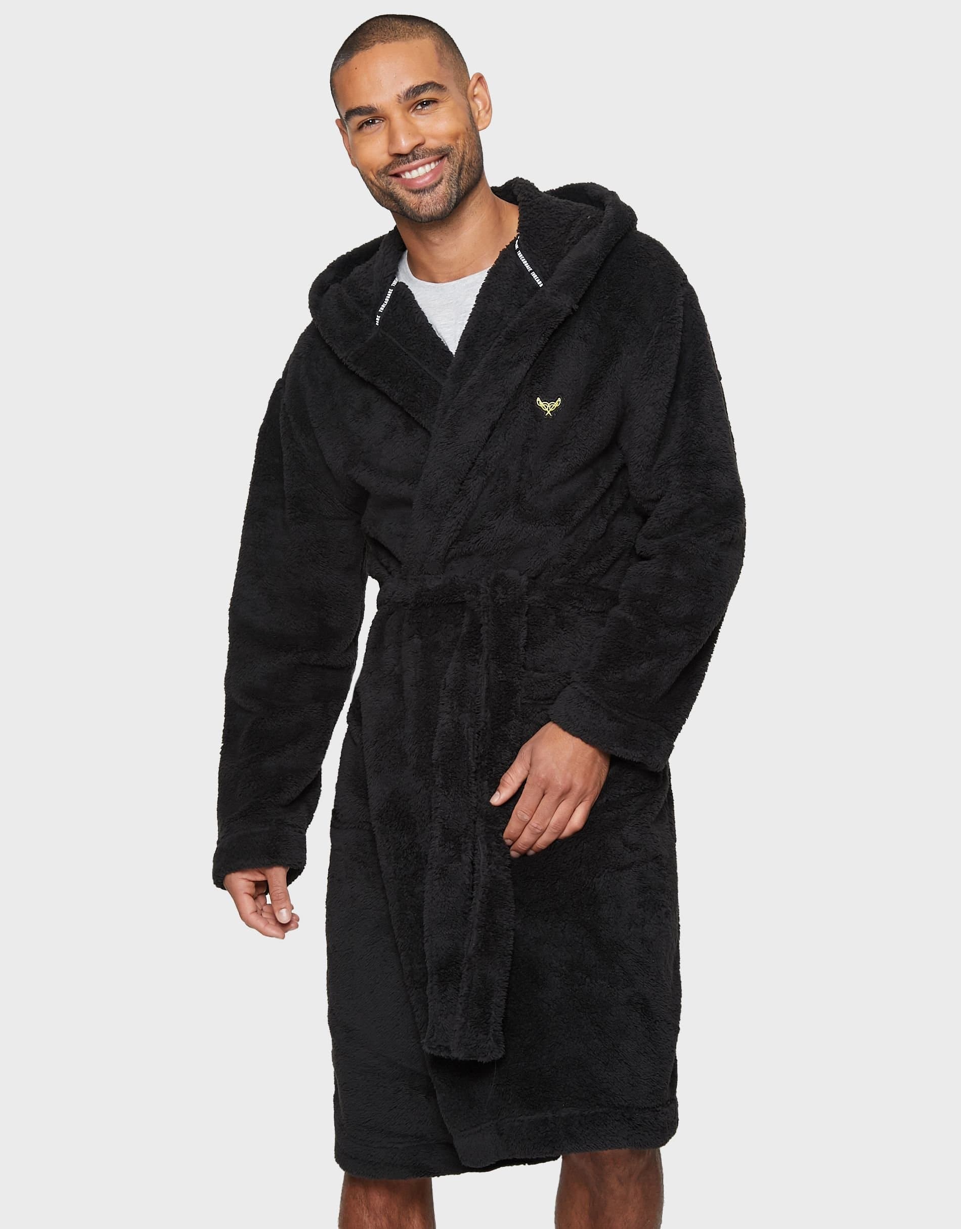 Threadbare Threadbare Men's 'Revel' Hooded Dressing Gown in Black