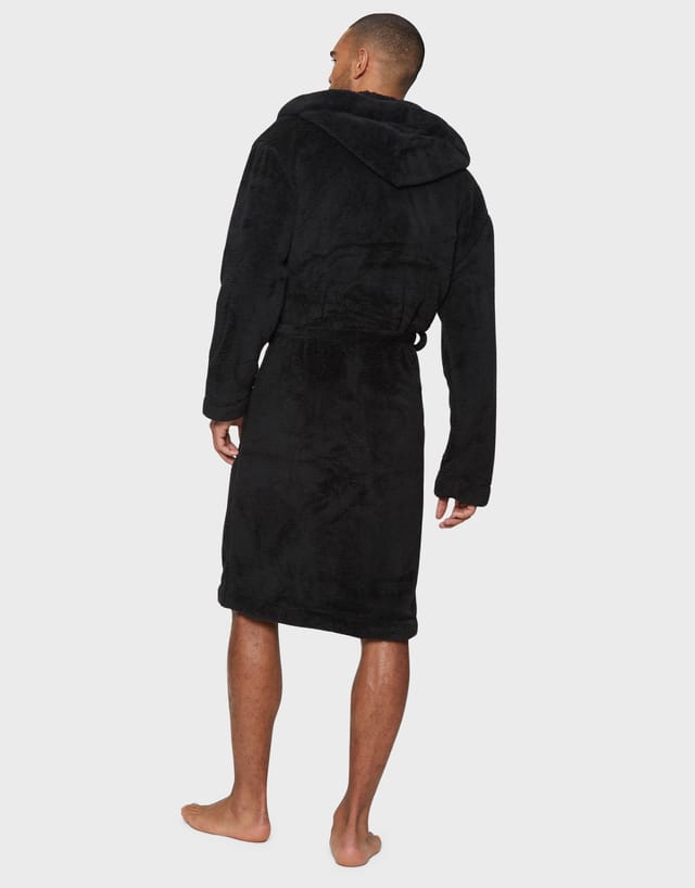 Threadbare Threadbare Men's 'Revel' Hooded Dressing Gown in Black - 2