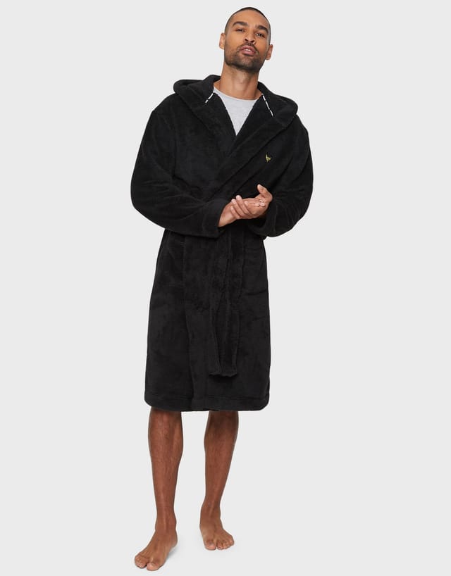 Threadbare Threadbare Men's 'Revel' Hooded Dressing Gown in Black - 3