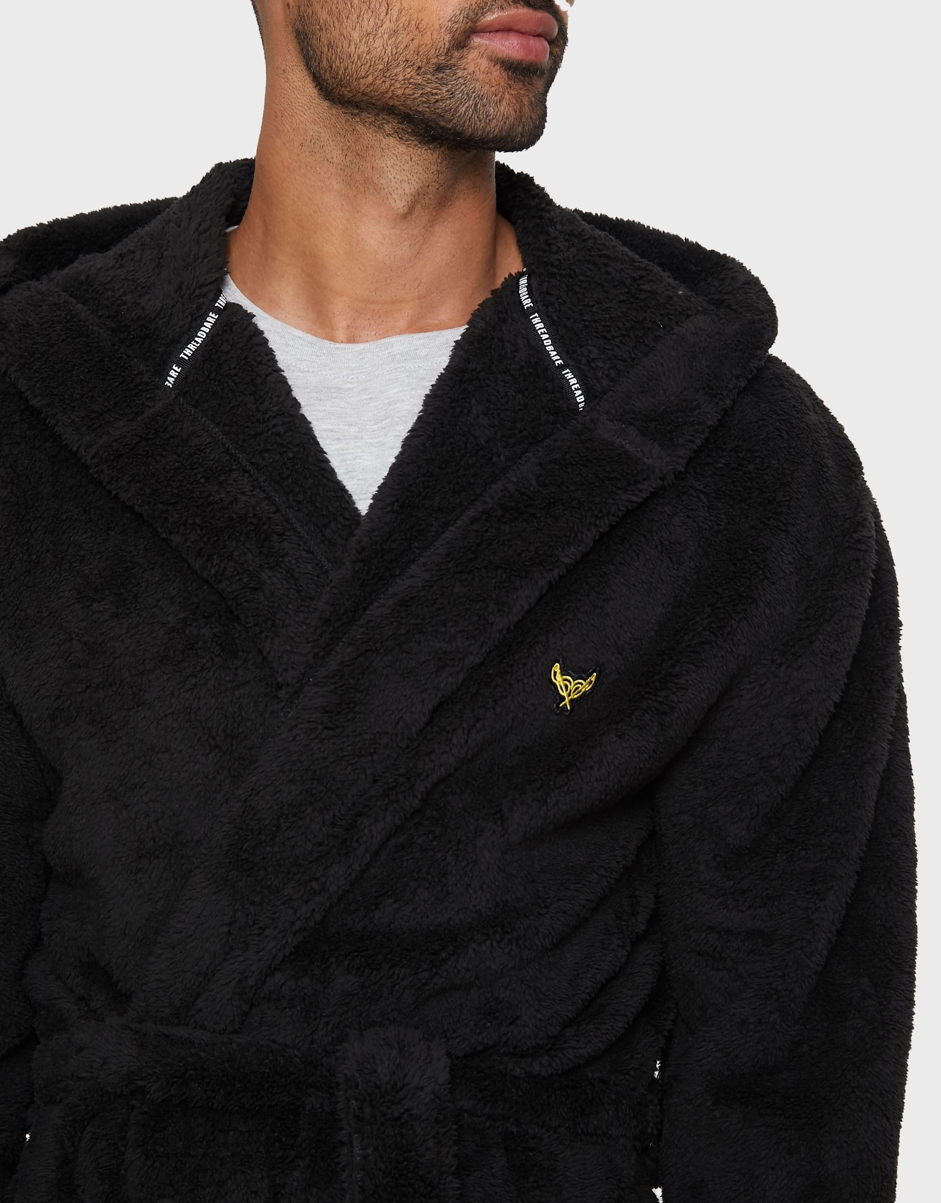 Threadbare Threadbare Men's 'Revel' Hooded Dressing Gown in Black - 4