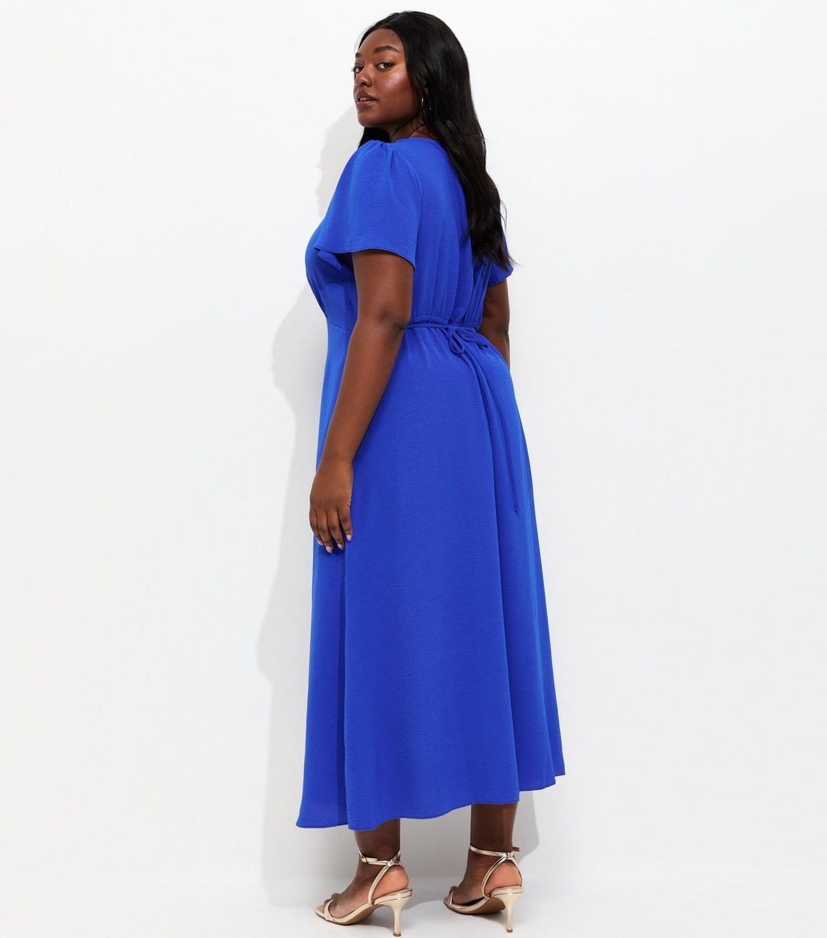 New Look Women's Plus Size Bright Blue Lace Trim Midi Tea Dress Curves New Look - 4