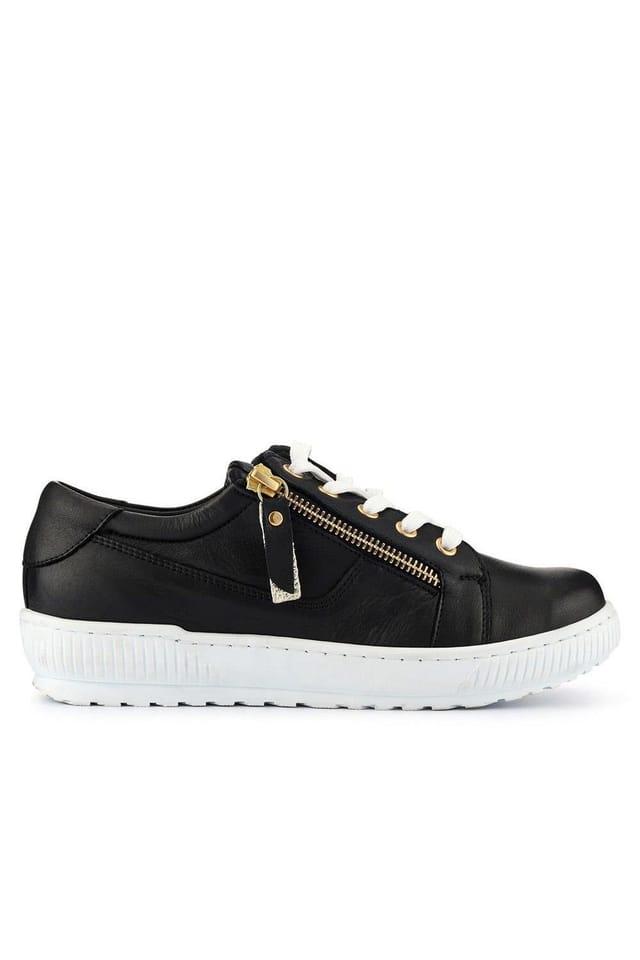 Jones Bootmaker Jones Bootmaker Women's Padova Wide-Fit Leather Trainers in Black - 2