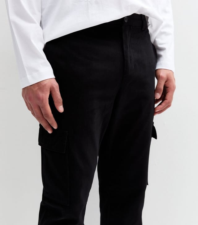 New Look Men's Black Cotton Cargo Trousers New Look - 2