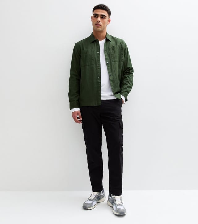 New Look Men's Black Cotton Cargo Trousers New Look - 3