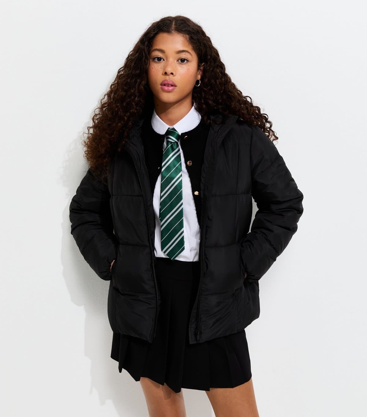 New Look Girls' Black Padded Hooded Jacket School New Look