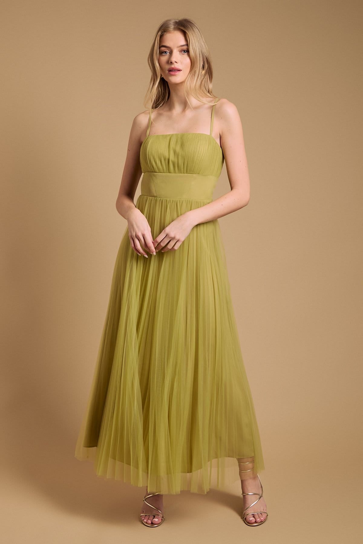Oasis Soft Lime Corset Detail Maxi Dress