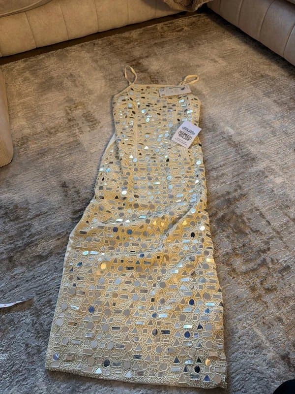 Never Fully Dressed Never Fully Dressed Mirror Embellished Midi Dress – UK 10 – RRP £300 – New With Tags