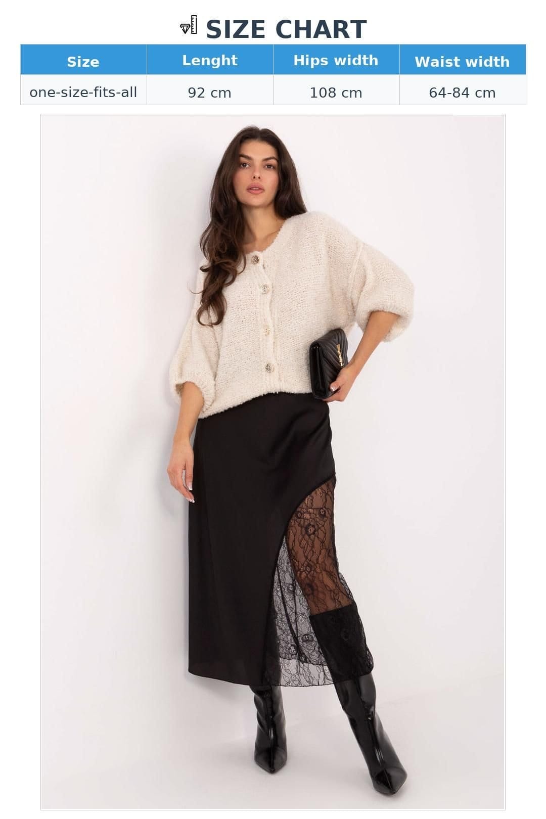 Love Lace Love Lace Women's Lace Insert Flared Midi Skirt in Black - 4