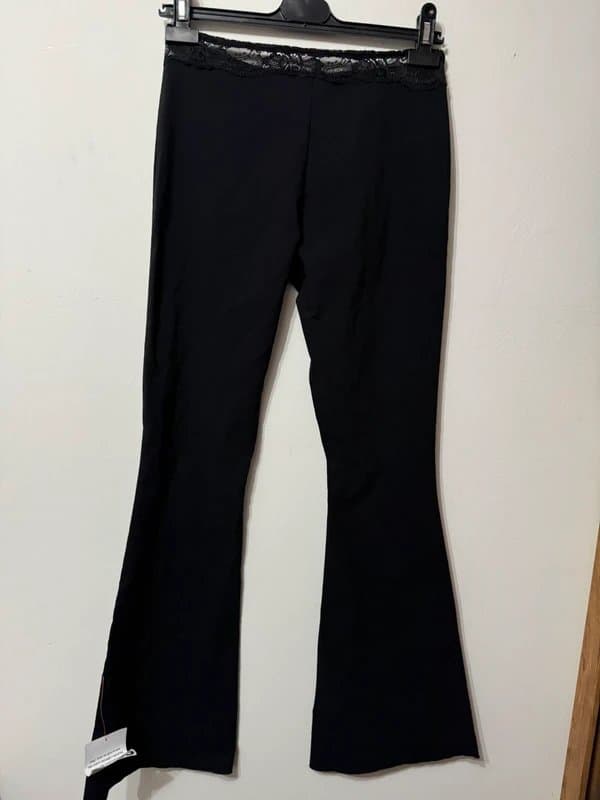 ASOS Design black boot cut flared kick trousers lace hem waist size S