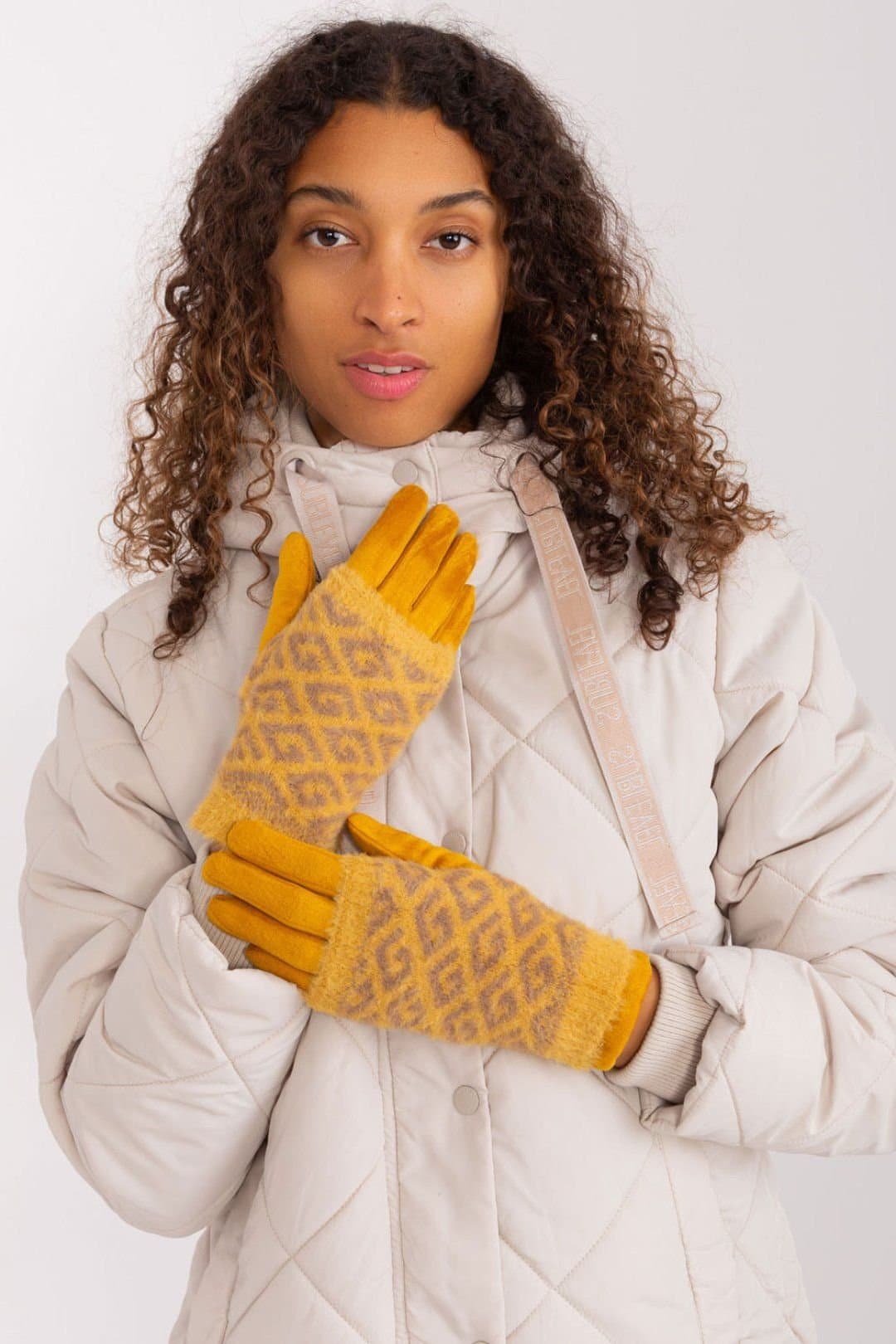 Love Lace Love Lace Women's Smooth Embroidered Flower Touchscreen Insulated Pull Off-Knit Gloves in Yellow