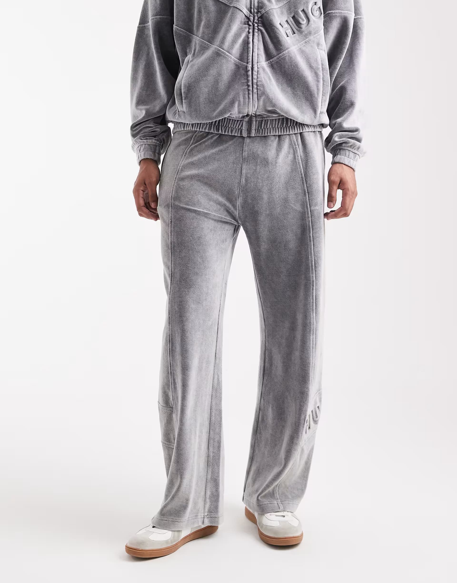 ASOS HUGO RED co-ord Delsoni acid wash oversized track pants in charcoal