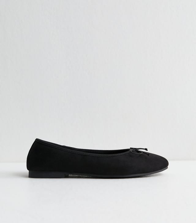 New Look Women's Extra Wide Fit Black Faux Suede Ballet Pumps Vegan New Look - 3