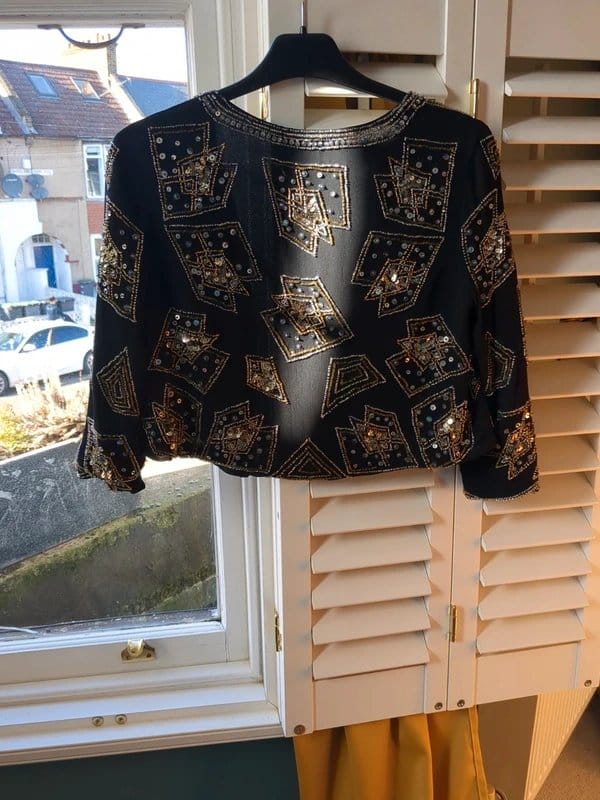 ASOS Black Sequin Cropped Jacket
