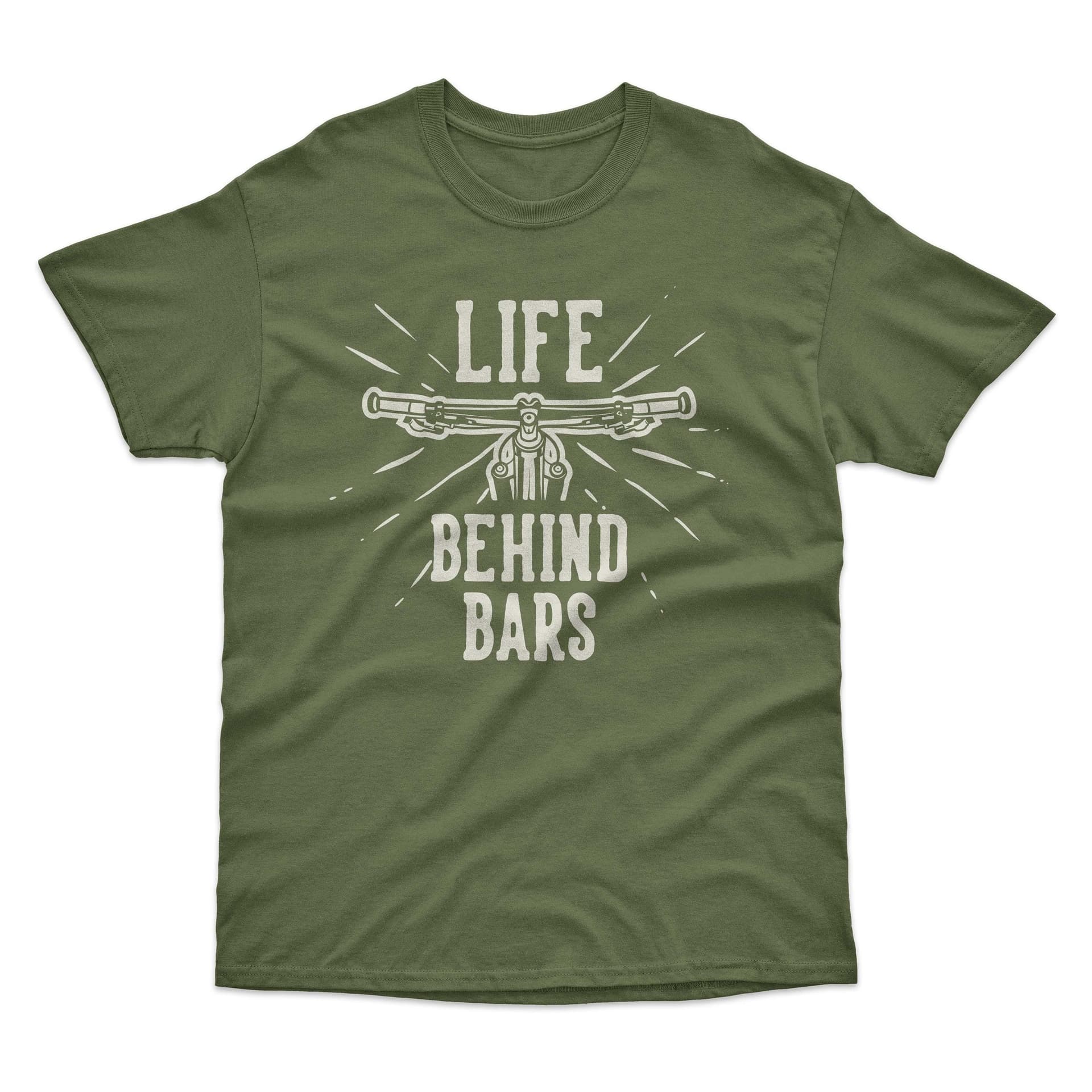 Bad Zebedee Bad Zebedee Men's Life Behind Bars Cyclist T-Shirt in Khaki
