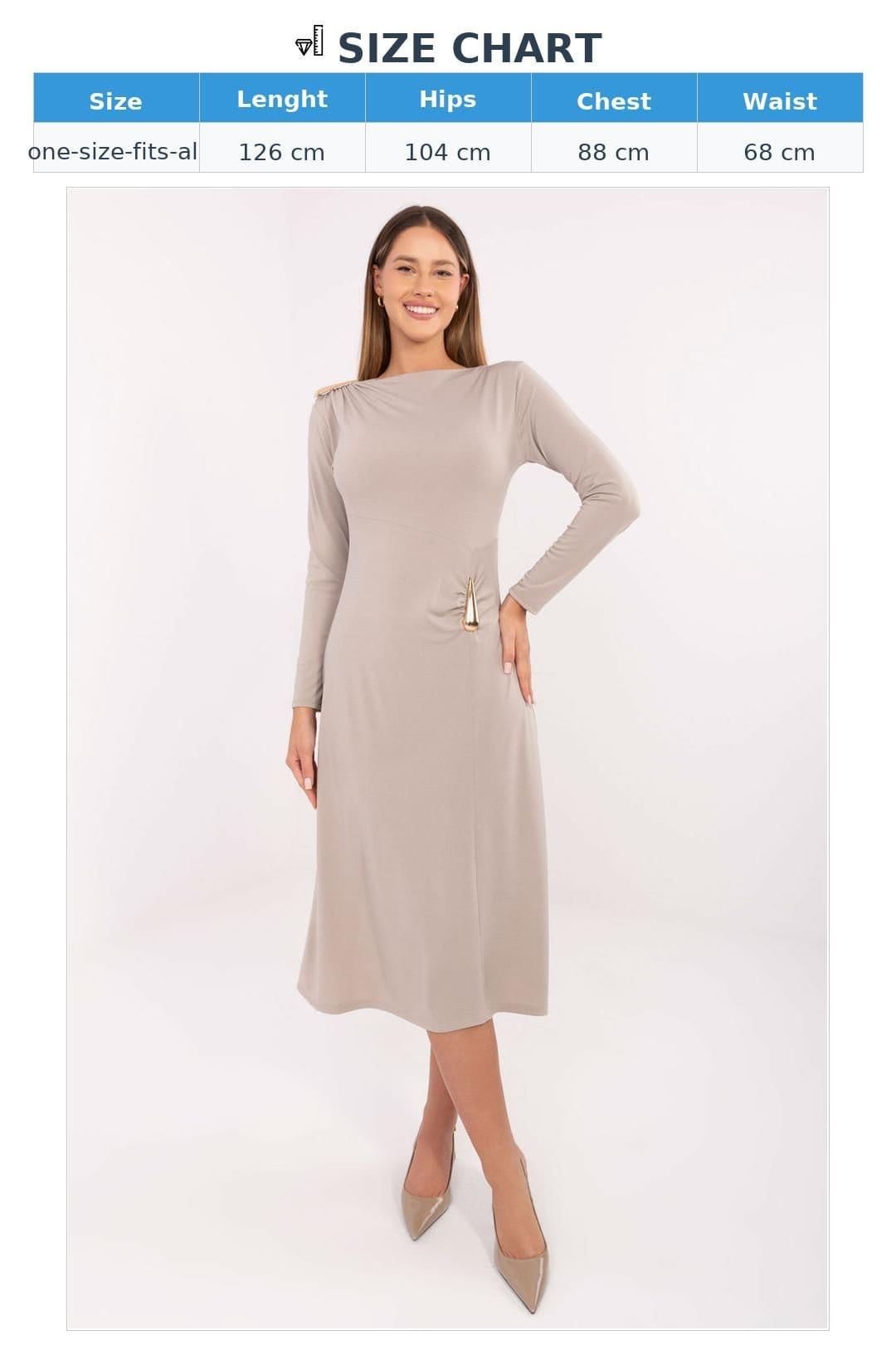 Love Lace Love Lace Women's Elegant Midi Dress with Embellished Detail Sleeves in Beige - 4