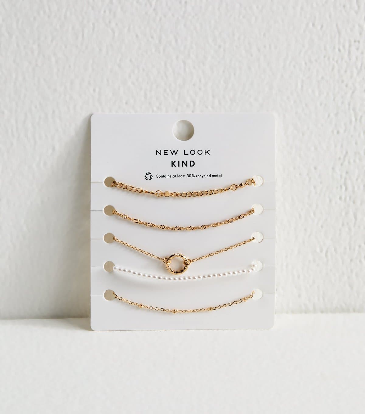 New Look Gold Tone Faux Pearl 5-Pack Bracelets New Look