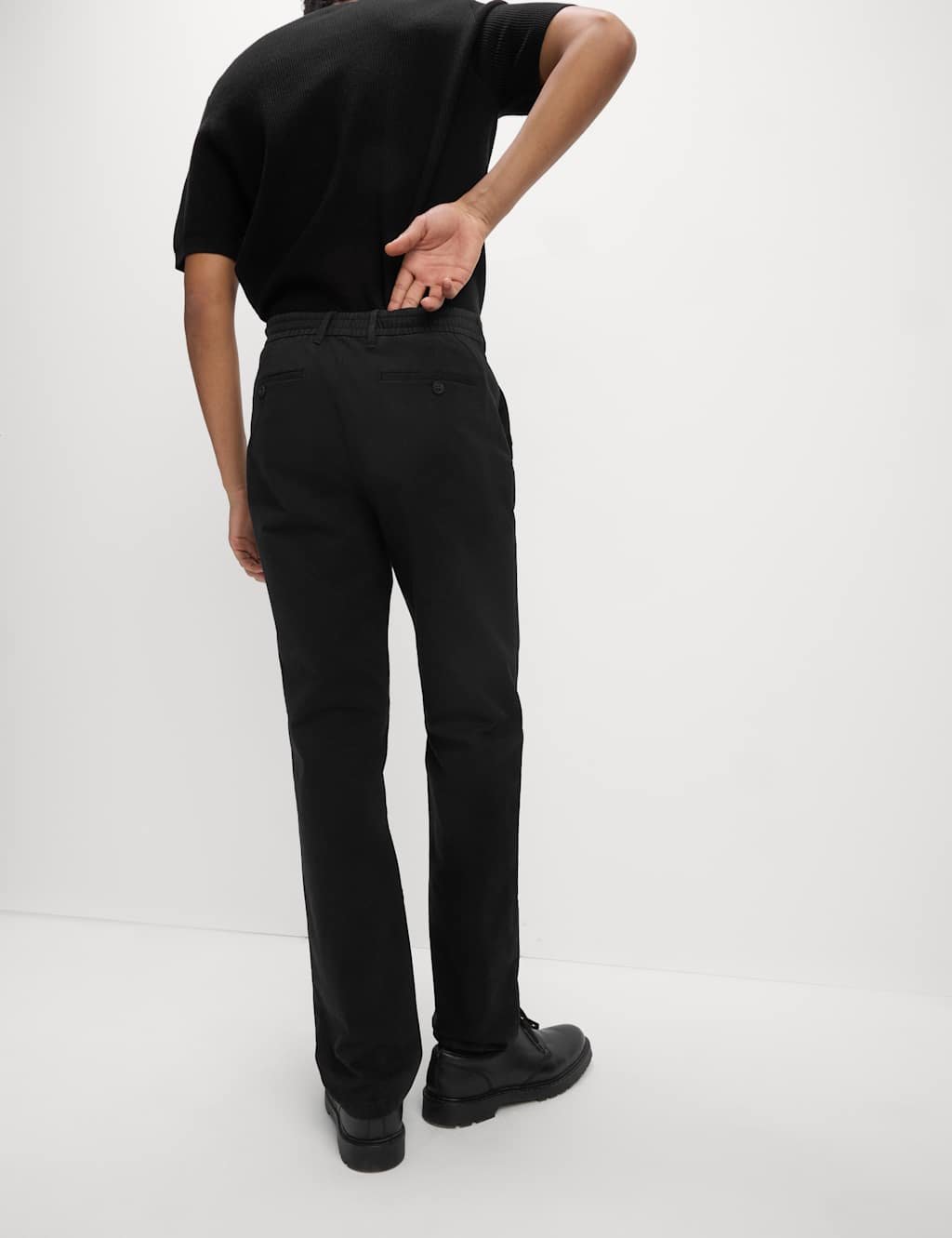Marks & Spencer M&S Regular Fit Elasticated Waist Chinos Black - 2